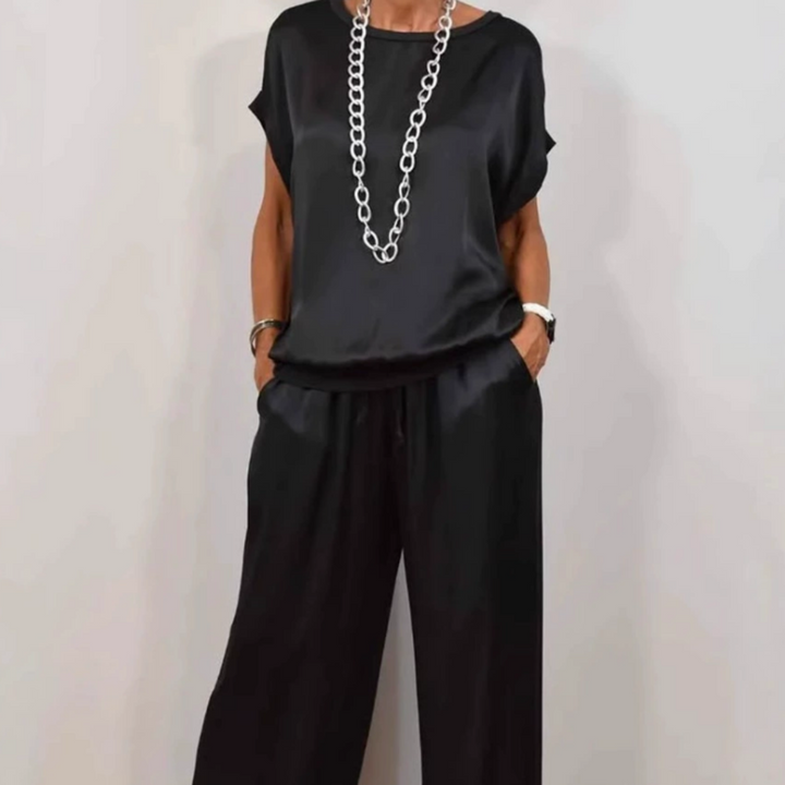 Nadine - Satin Top and Wide Leg Trousers Set