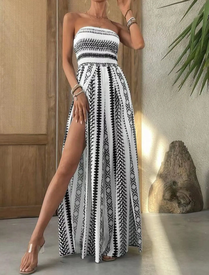 Idalia - Strapless Printed Maxi Dress