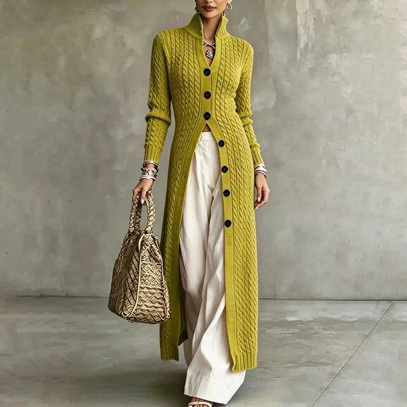 Queenie - Cable-Knit Long Cardigan