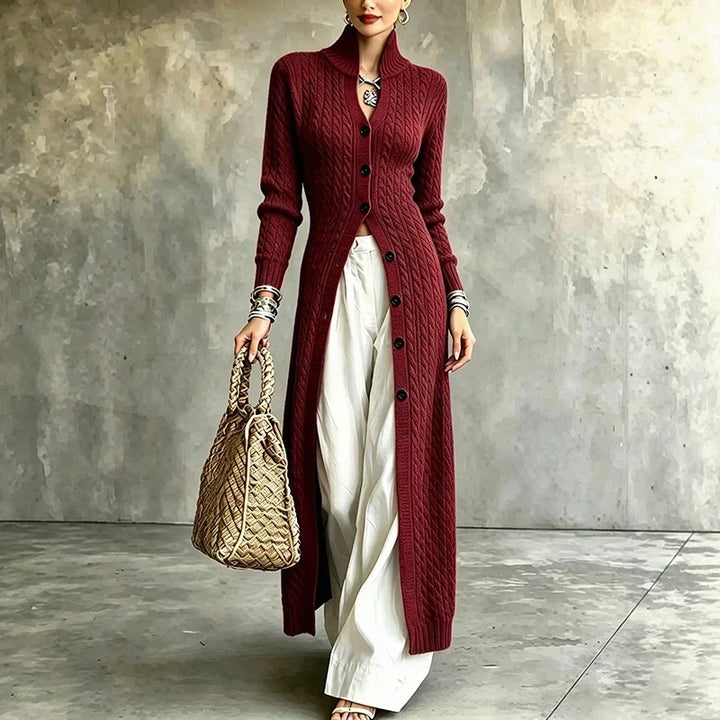 Queenie - Cable-Knit Long Cardigan