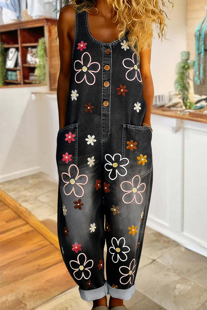 Wenara - Floral Overall Jumpsuit