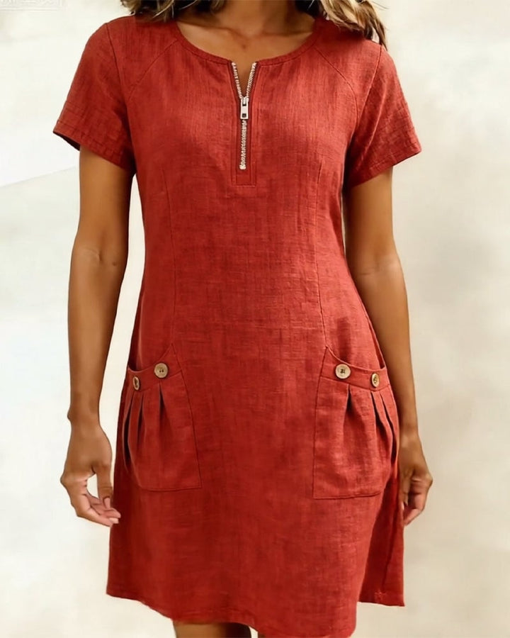 Girella - Breezy Linen A-Line Dress
