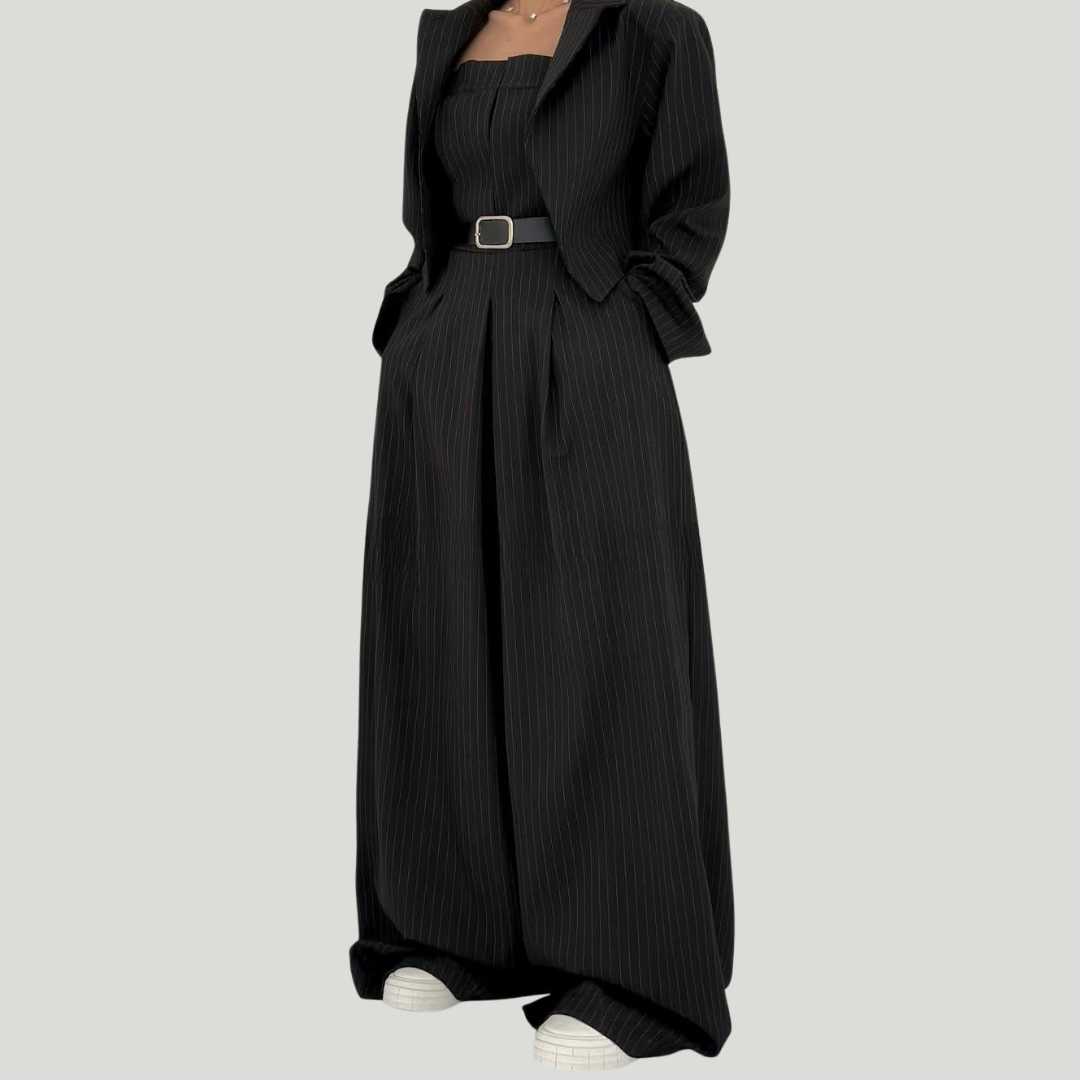 Lorayae - Soft-Touch Wide-Leg Jumpsuit & Jacket Set