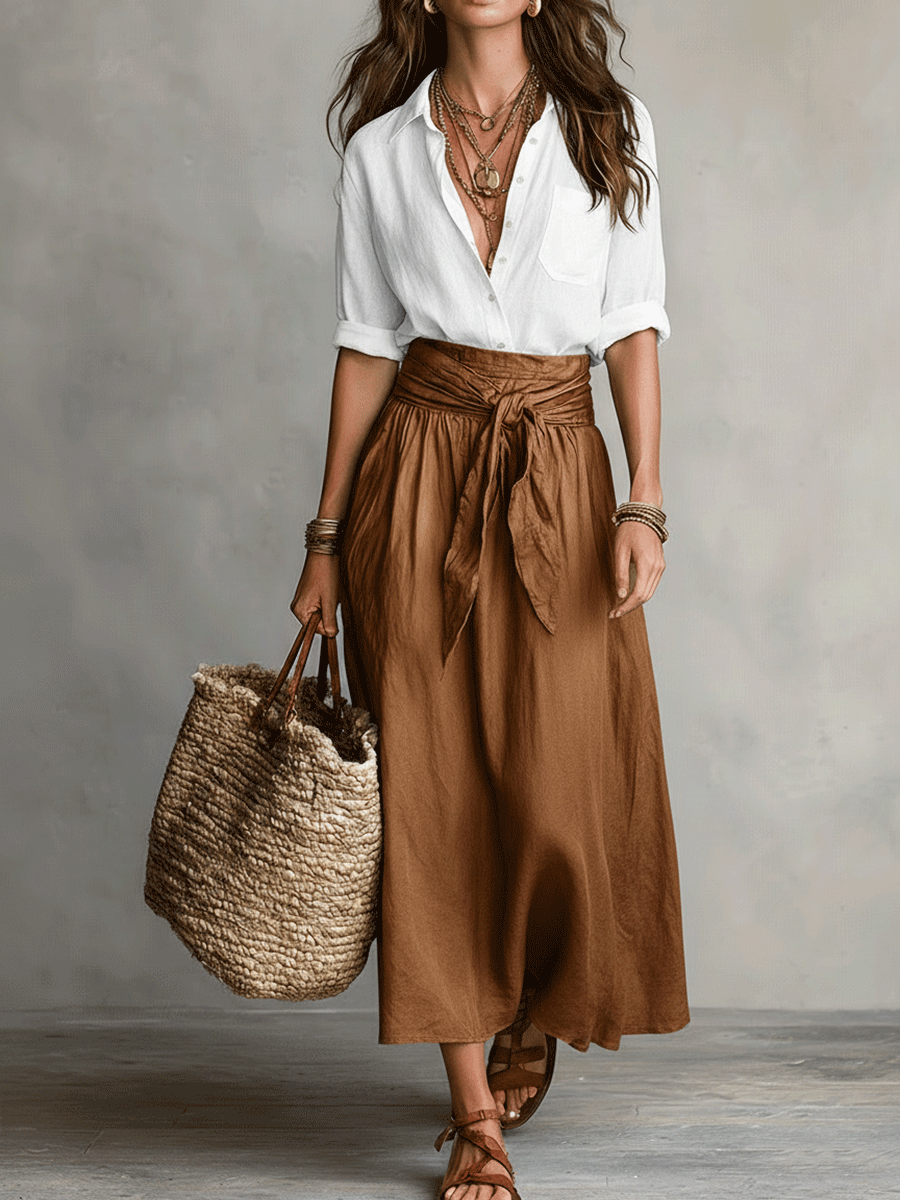 Estella - Elegant Blouse & Midi Skirt Set