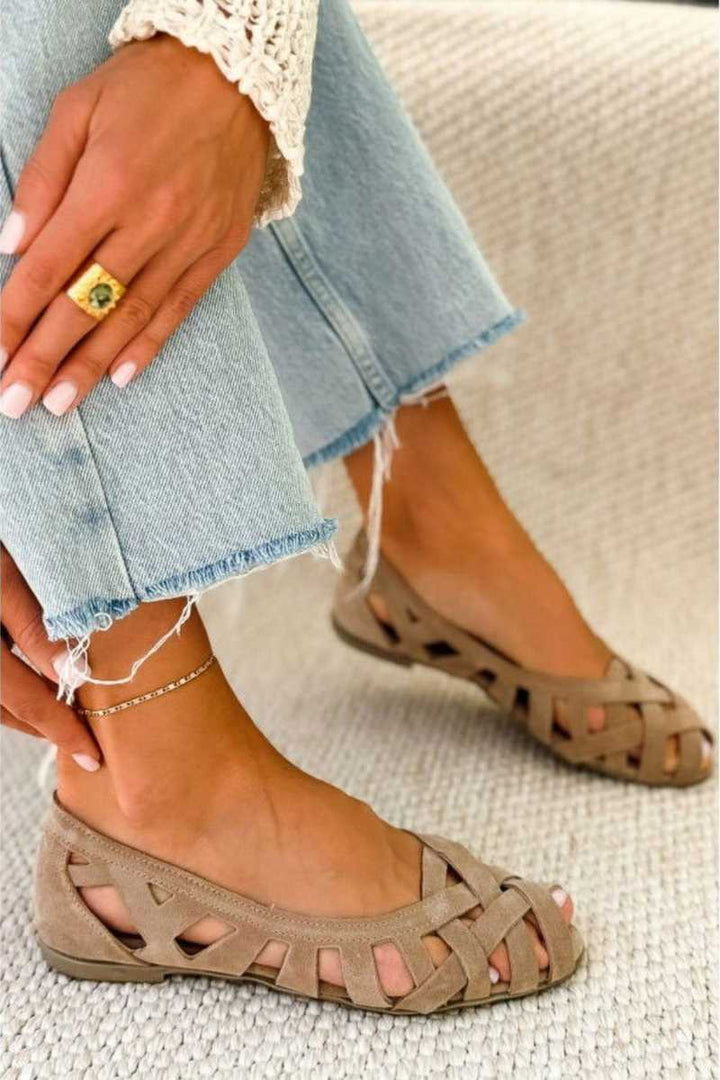Kinsley - Woven Cut Out Flat Sandals