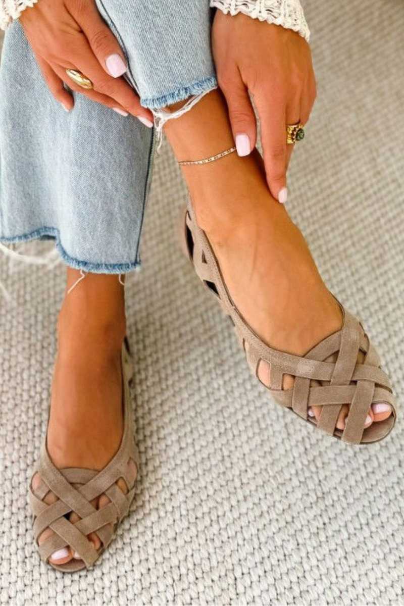 Kinsley - Woven Cut Out Flat Sandals