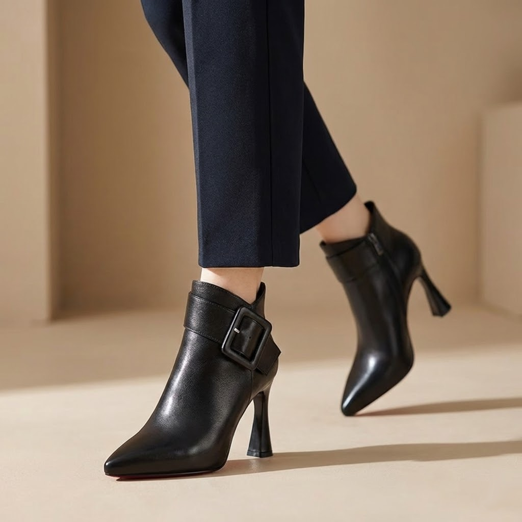 Erina - Sculpted Heeled Ankle Boots
