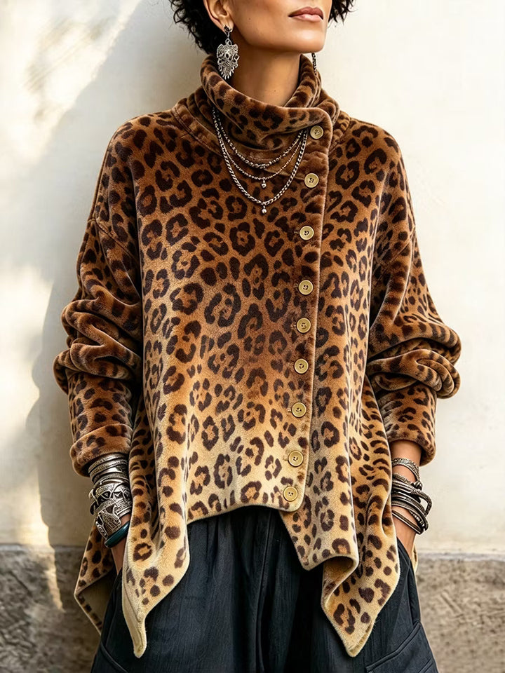 Cilla - Leopard Print High Neck Sweater