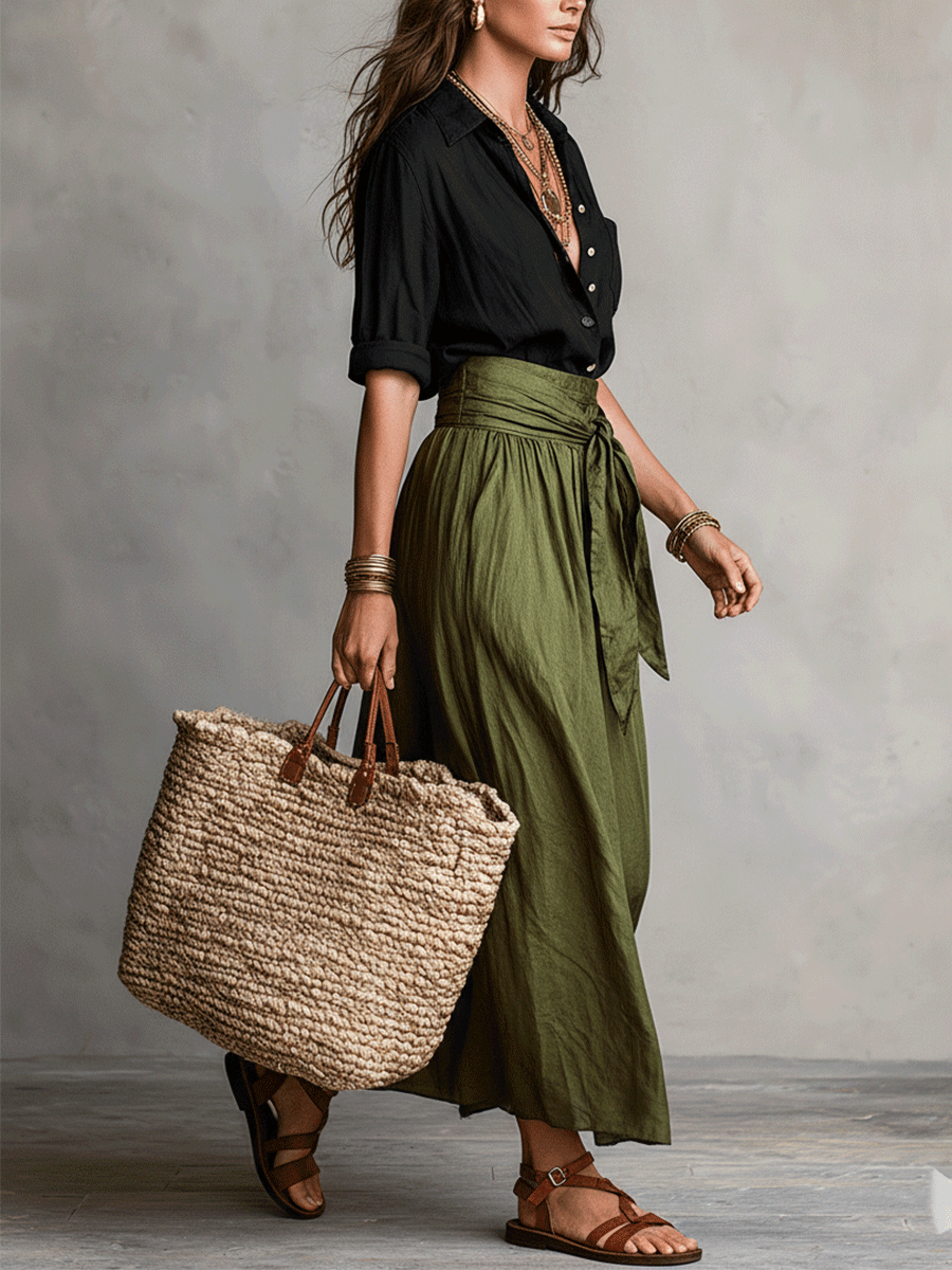 Estella - Elegant Blouse & Midi Skirt Set
