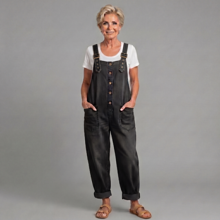 Rowella - Soft-Touch Wide-Leg Dungarees