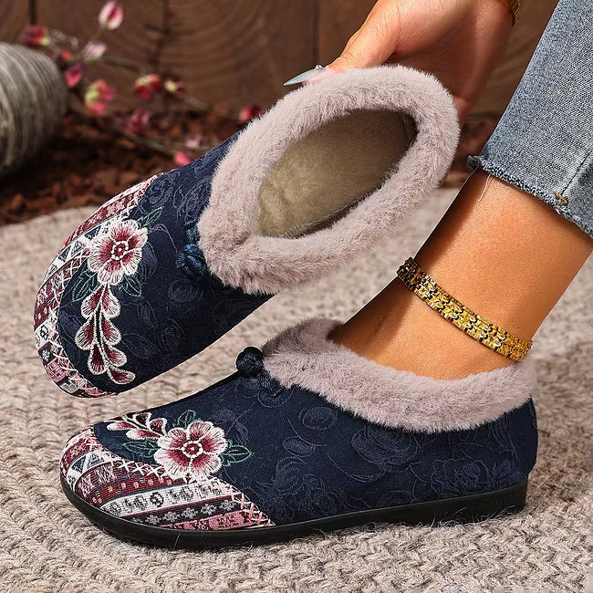 Isola - Floral Plush Lined Slip On Shoes