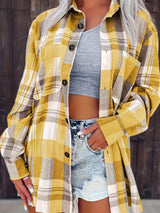 Annora - Casual Brushed Plaid Shirt Jacket