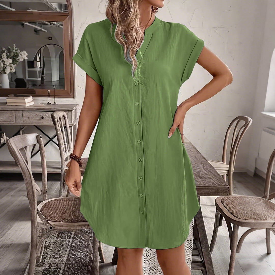 Ainslea - Textured Mini Shirt Dress