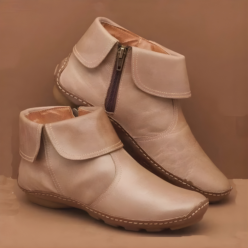 Winona - Fold Over Leather Ankle Boots