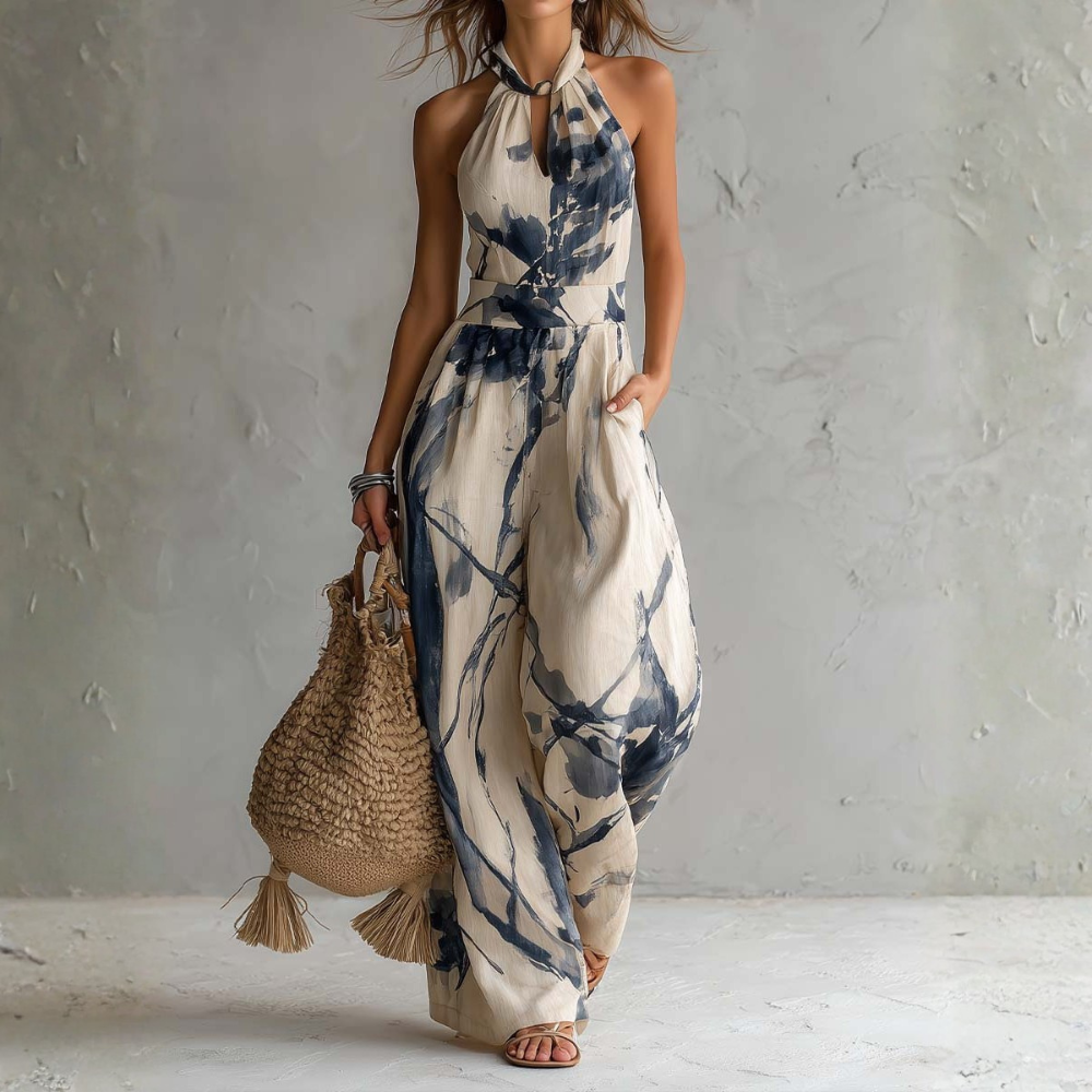 Elodiea - Lightweight Ink-Effect Jumpsuit