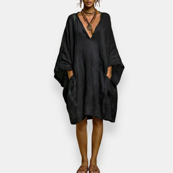 Cleo - Breezy V-Neck Batwing Dress