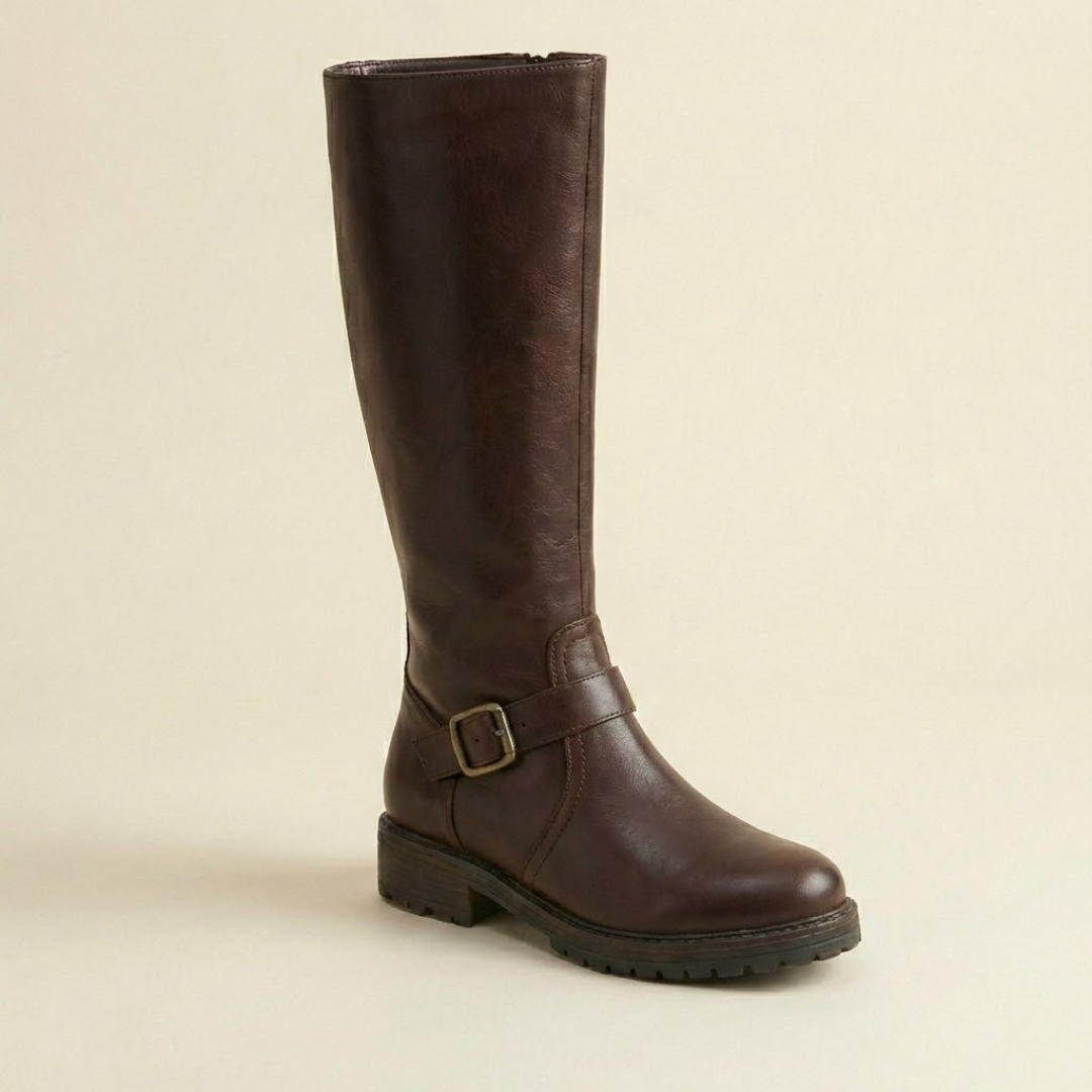 Estera - Sleek Double-Zip Block-Heel Boots