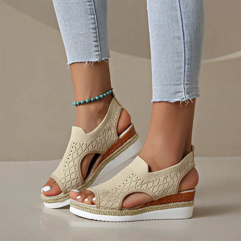 Orianne - Breathable Peep-Toe Wedge Sandals
