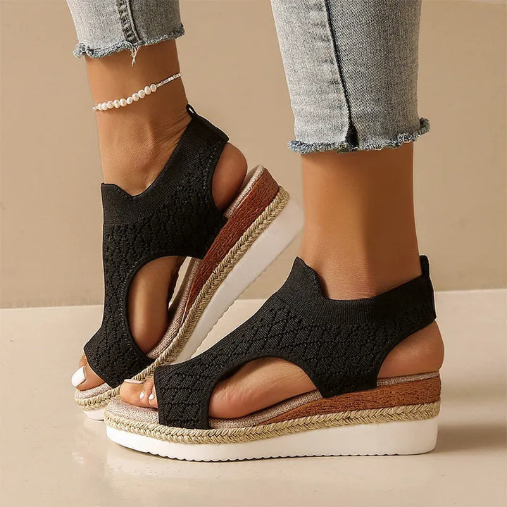 Orianne - Breathable Peep-Toe Wedge Sandals