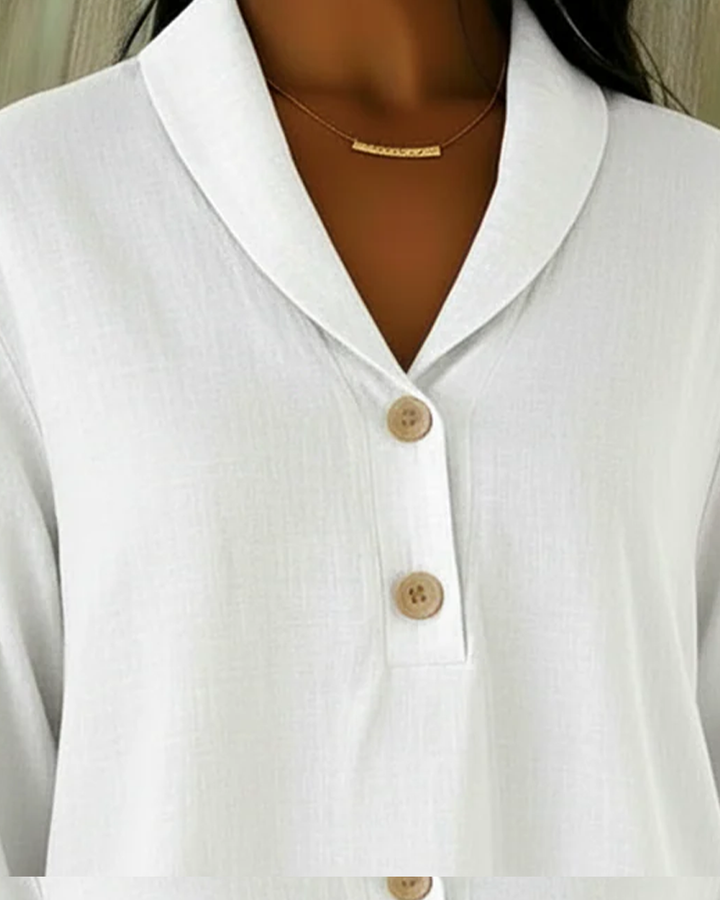 Claire - Soft-Touch V-Neck Button Blouse