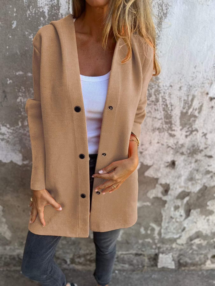 Aloura - Relaxed Button Front Hooded Jacket