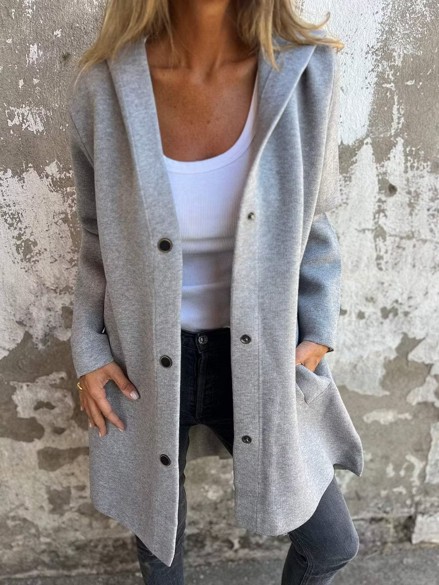 Aloura - Relaxed Button Front Hooded Jacket