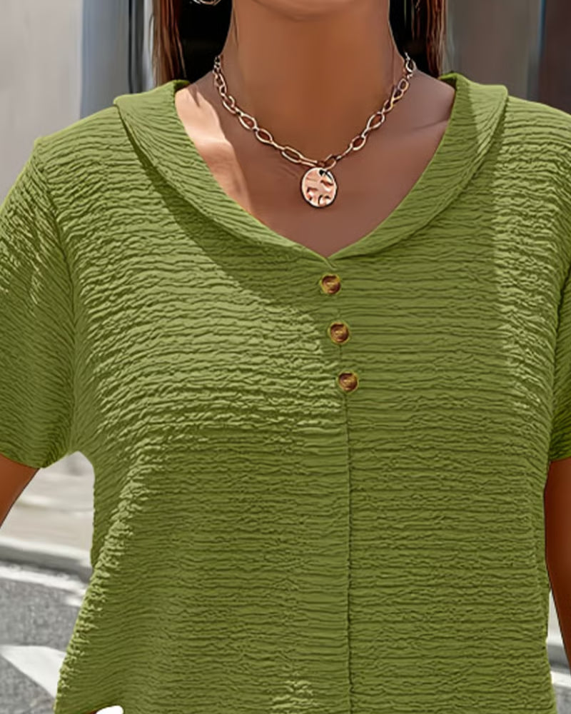 Quintessa - Button V-Neck Blouse