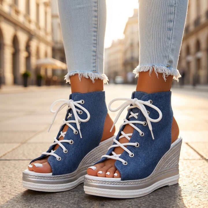 Layla - Elevated Lace-Up Wedge Sandals