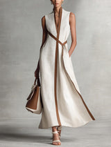 Rysella - Refined Linen-Blend Wrap Maxi Dress