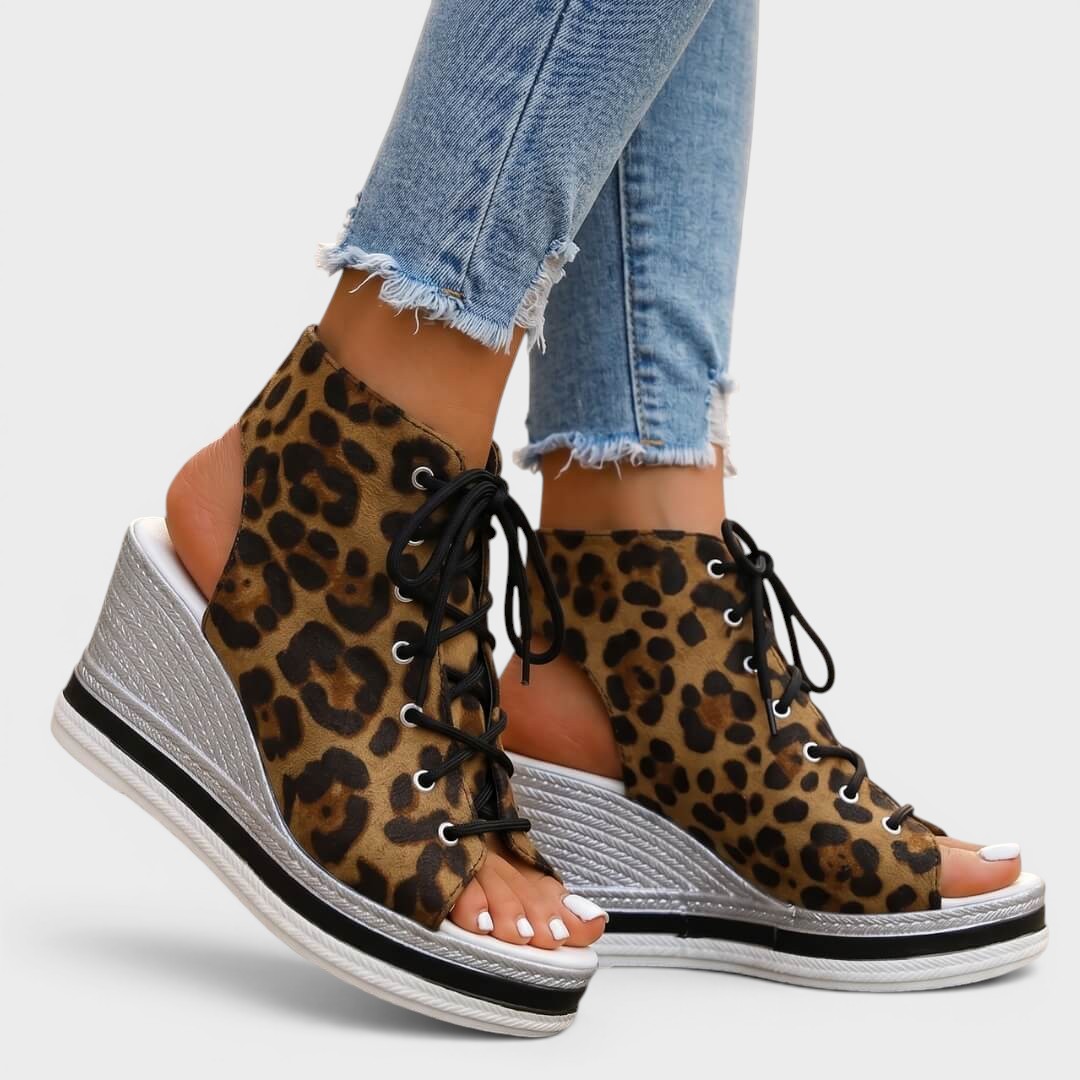 Elaina - Elevated Lace-Up Wedge Sandal