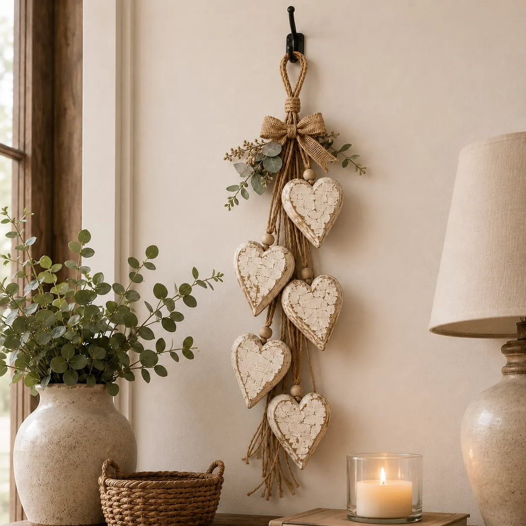 Alinora - Distressed Heart Tassel Wall Accent