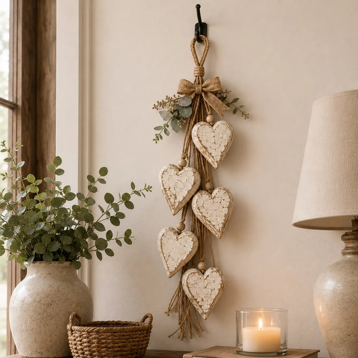 Alinora - Distressed Heart Tassel Wall Accent