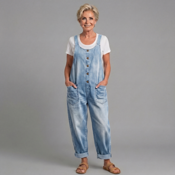 Rowella - Soft-Touch Wide-Leg Dungarees
