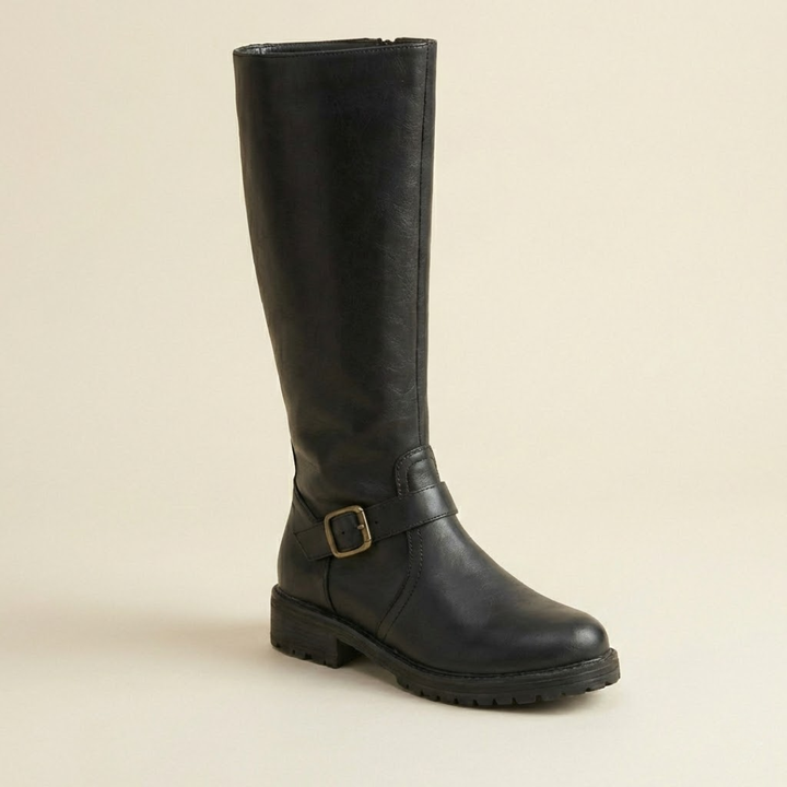 Estera - Sleek Double-Zip Block-Heel Boots