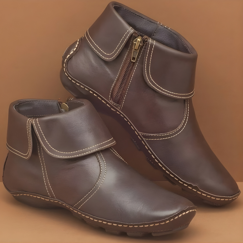 Winona - Fold Over Leather Ankle Boots
