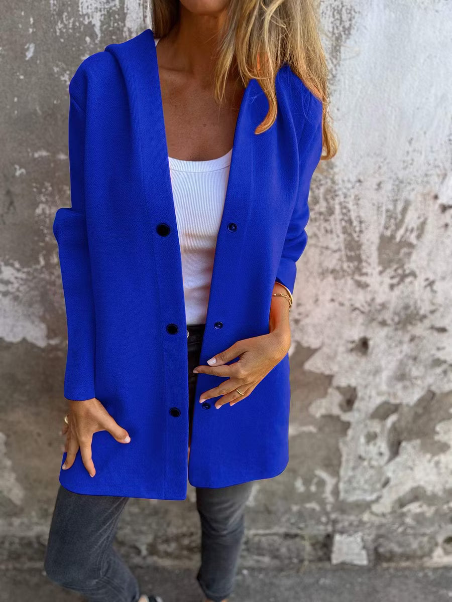 Aloura - Relaxed Button Front Hooded Jacket