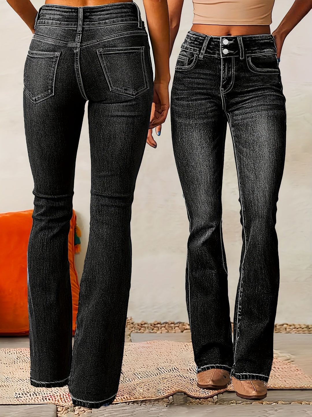 Evarra - Soft-Stretch High-Rise Flared Jeans