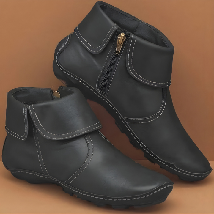 Winona - Fold Over Leather Ankle Boots