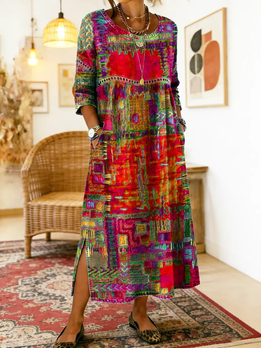 loose fit midi dress Tori Cap Sleeve A-line Midi Dress