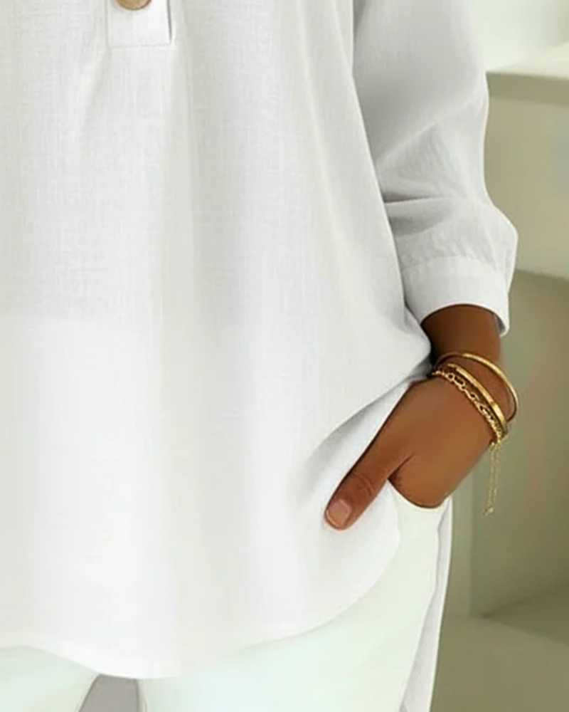 Claire - Soft-Touch V-Neck Button Blouse