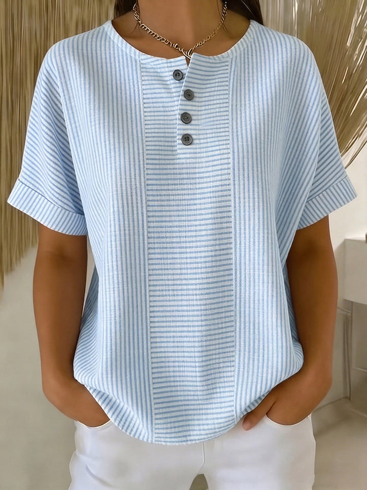 Selvara - Striped Button Blouse