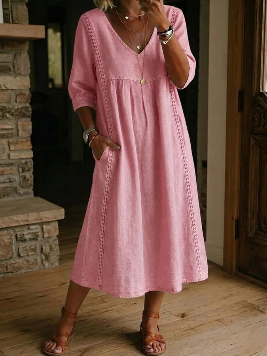 Rovina - Relaxed Midi Dress 3/4 Sleeve