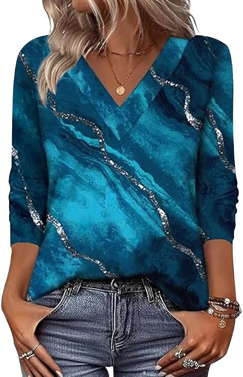 Arianwen - Soft-Touch Printed V-Neck Blouse