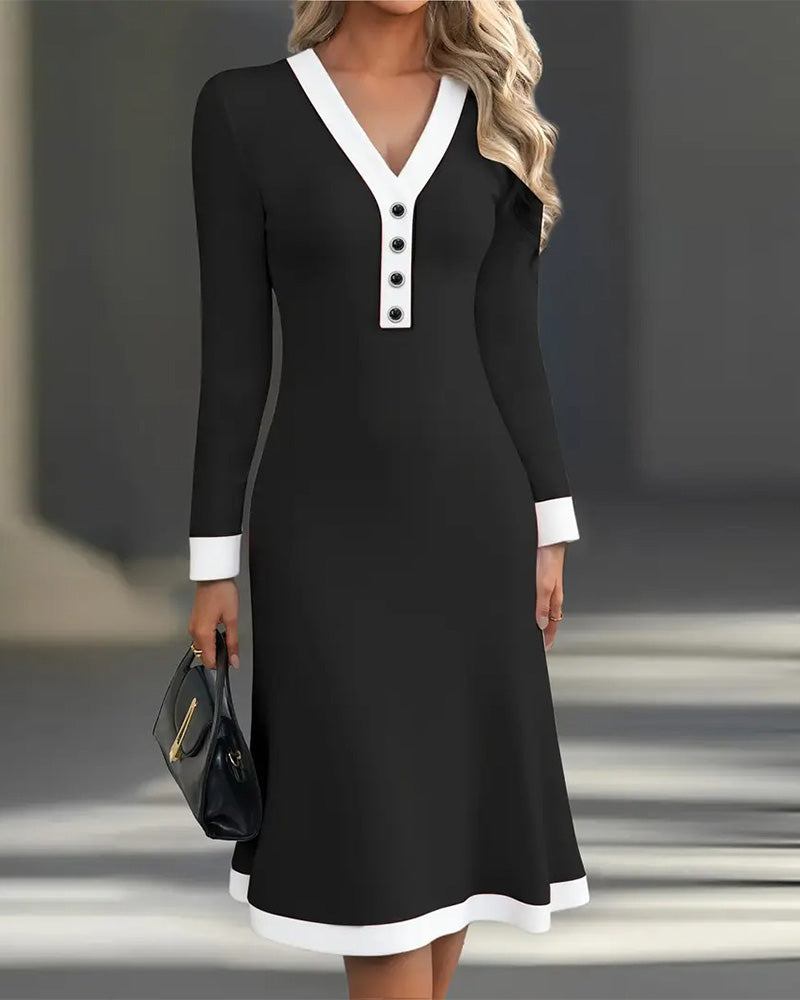 Seleneva - Soft-Touch V-Neck Midi Dress
