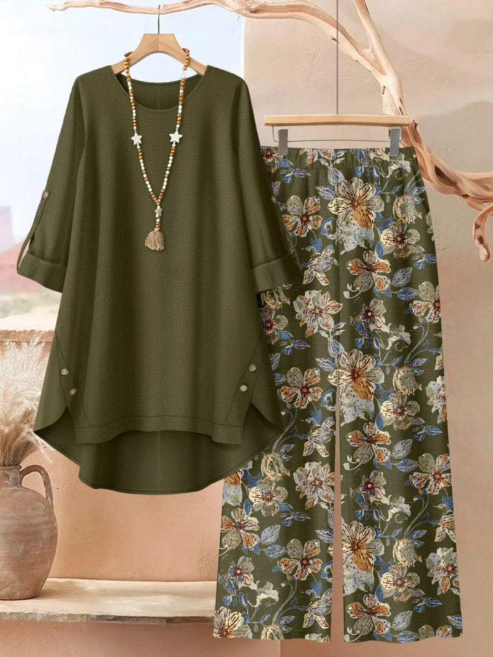 Rosette - Breezy Layered Tunic & Wide-Leg Trousers Set