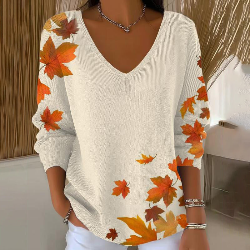 Carivella - Maple Leaf Relaxed Knit Sweater