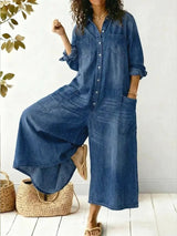 Aminta - Denim Wide Leg Jumpsuit