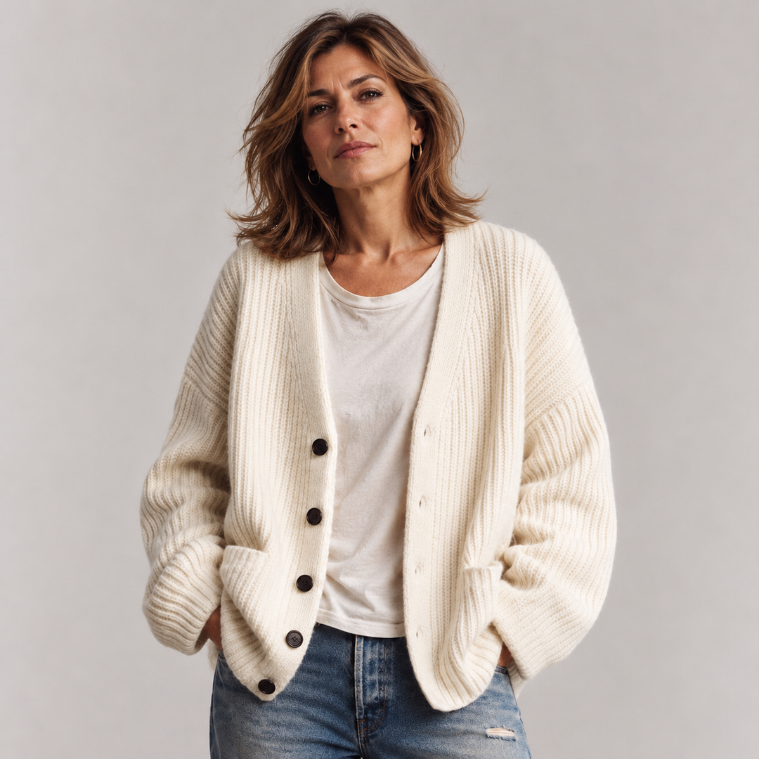 Gertie - Button-Front V-Neck Cardigan