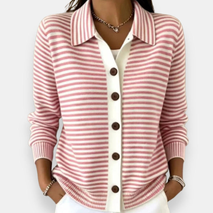 Celene - Fine-Knit Striped Cardigan