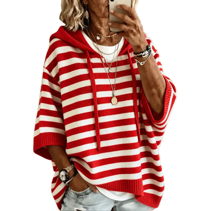 Leontine - Striped Hooded Knit Sweater